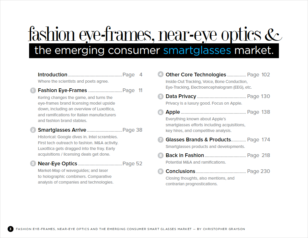 Fashion Eye-Frames Near-Eye Optics Emerging Consumer Smartglasses Market Table of Contents